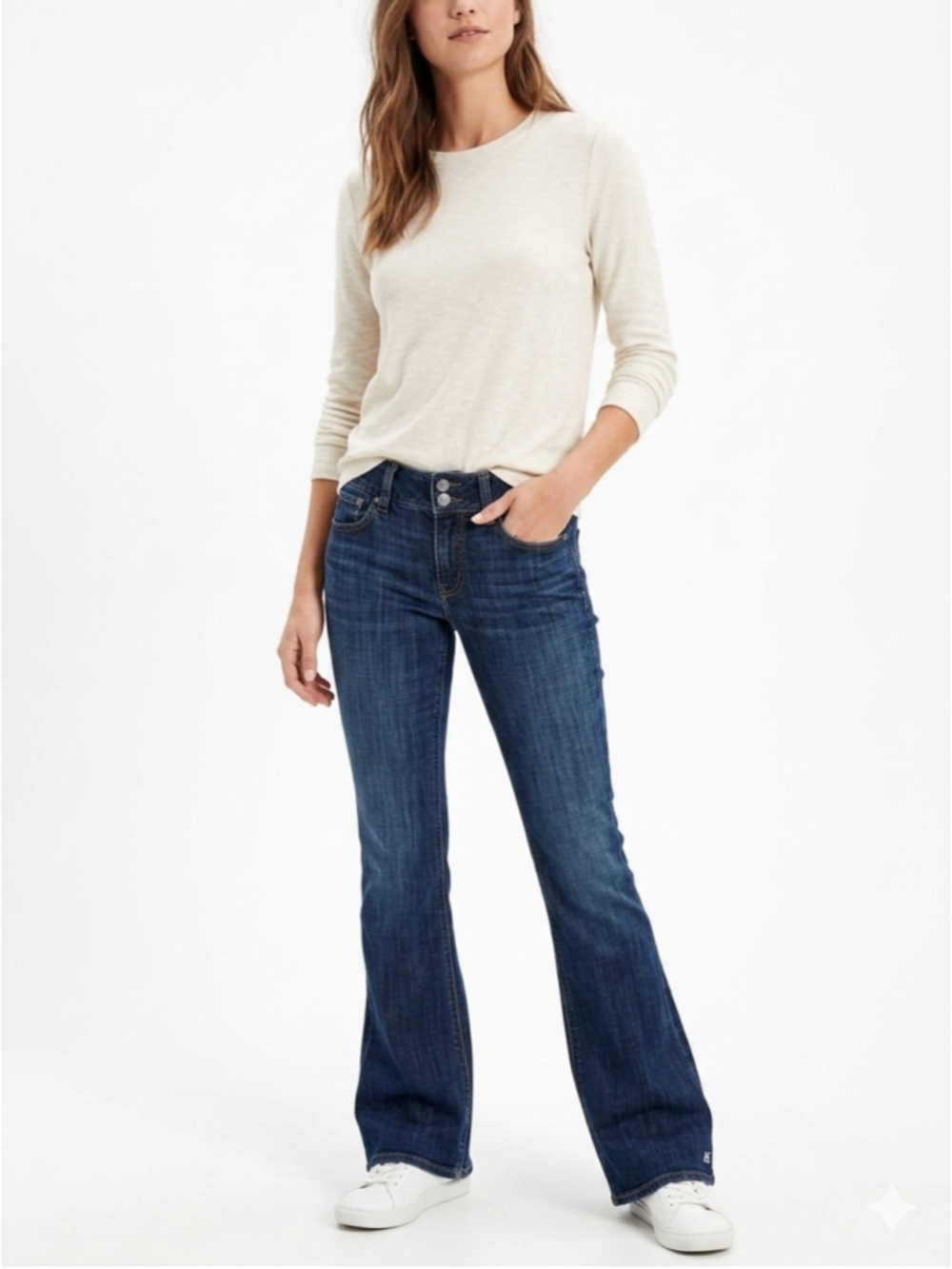 Women's American Eagle Y2K Vintage Low Rise Flare Blue Jeans Dark Wash Sz 10 649